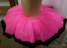 Hot Pink Graduated 4 layer tutu tap skirt black velvet ribbon trim Girls small