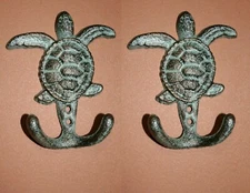 2-SEA TURTLE WALL HOOKS ,Ocean Decor,All Occasion Gifts,Bath Decor,, N-61b