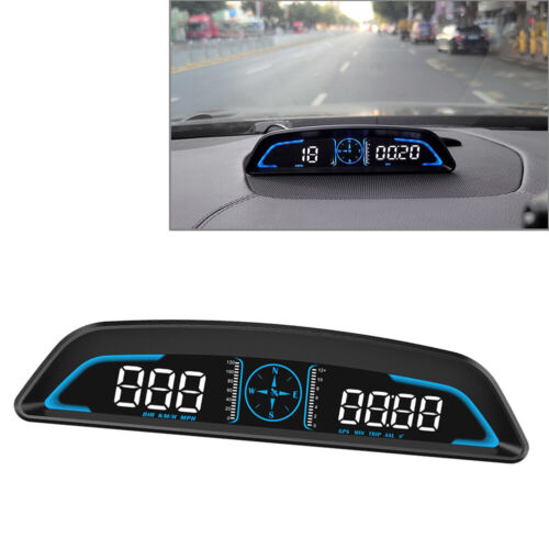 Car GPS HUD Speedometer Head Up Display Compass Overspeed Alarm For All Vehicles - Foto 1 di 12