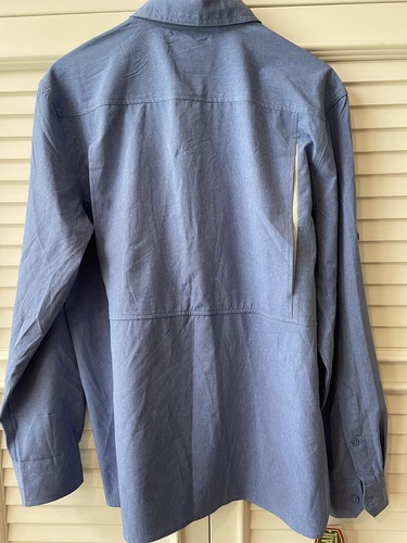 Lake & Trail Long Sleeve Performance Outdoor Shirt NWT! Blue Pockets Vented Back - 第 2/4 張圖片