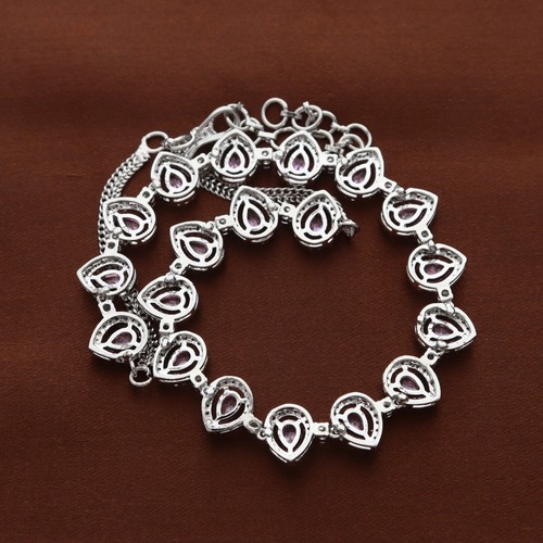 Damen Cubic Zirkonia Birne Halskette Strand Und Ohrringe Versilbert - Bild 52 von 72