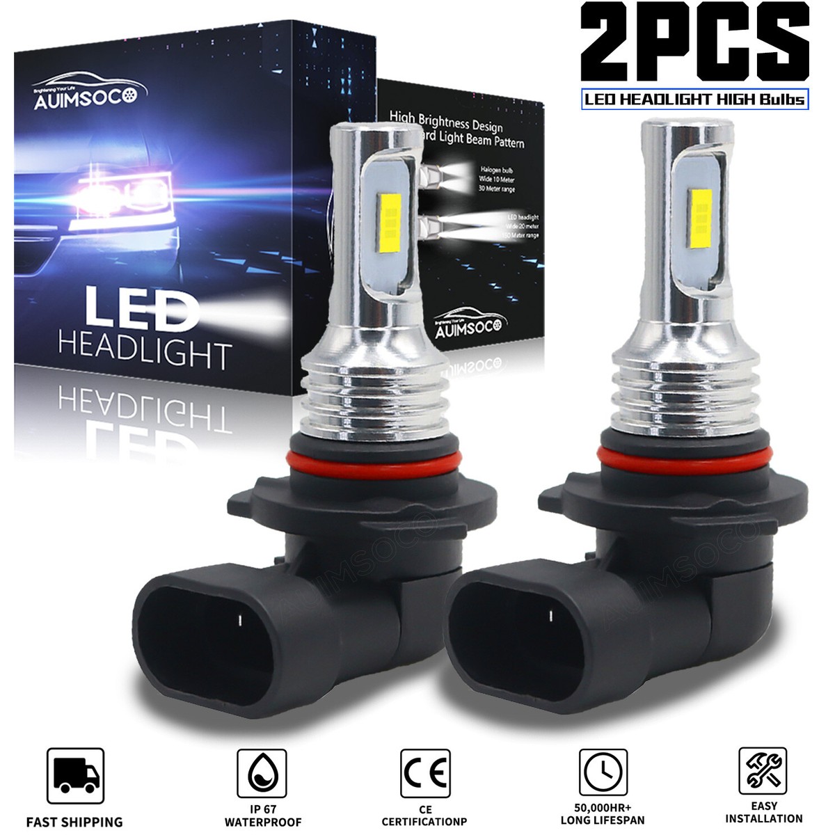 9005 LED Headlights Bulbs Super Bright Kit White 360000LM High Beam 6500K NEW