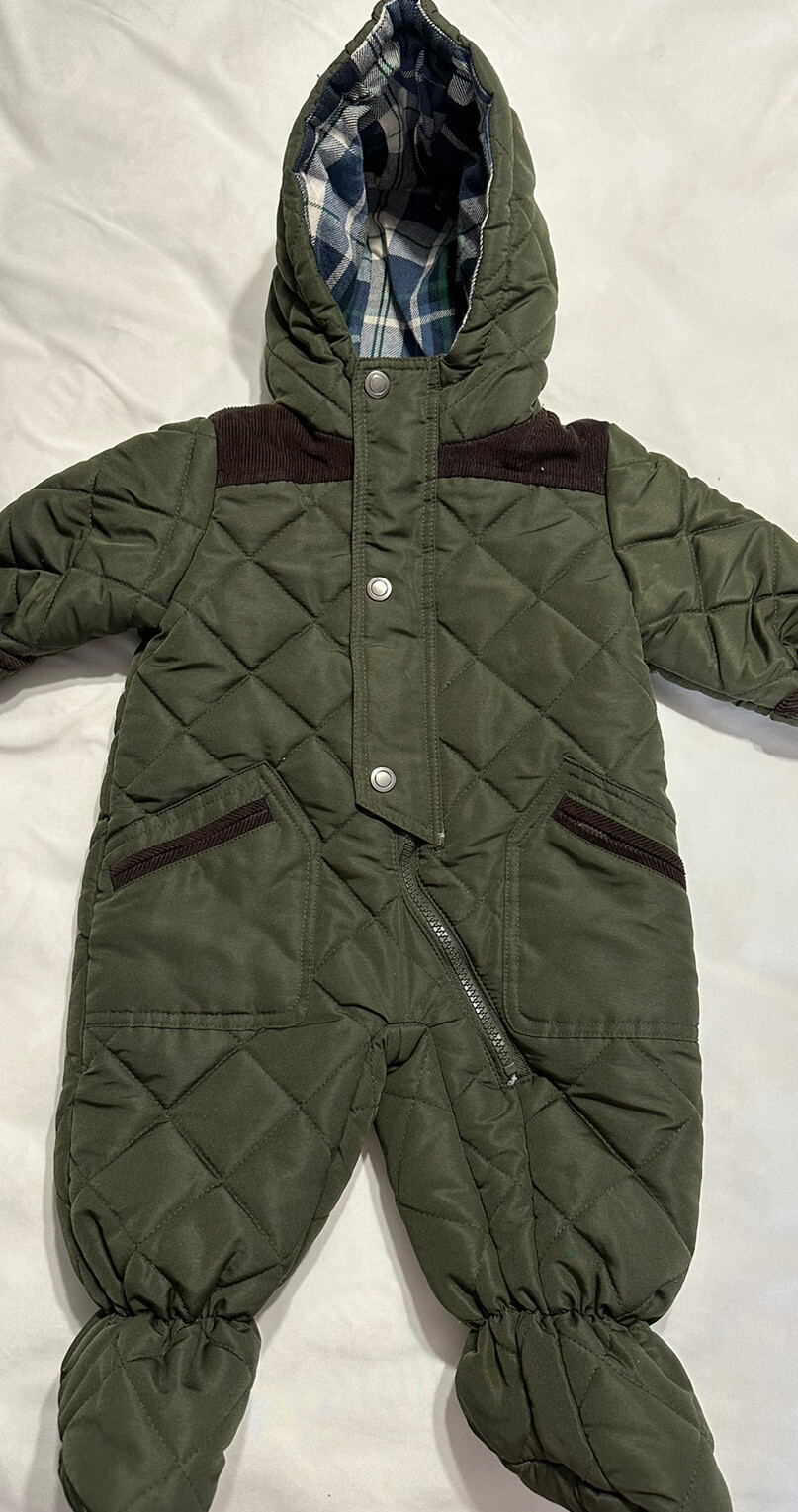 Rothschild Baby Boy Quilted Footed Pram Snowsuit 3/6 months Camo Green