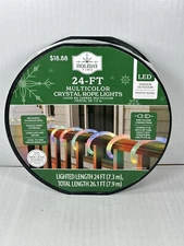 Holiday Time 24ft Multicolor Crystal Rope LED String Lights Christmas Reel NEW