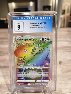 CGC 9 Pokemon GO Dragonite VSTAR Rainbow Secret Rare 081/078 Mint