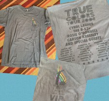 Cyndi Lauper True Colors Tour Tshirt 2008 Sz L Short Sleeve Gray B52s Music Mens