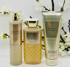 Bath and Body Works Snowflakes & Cashmere Trio Set  Shower Gel, Body Cream, Mist