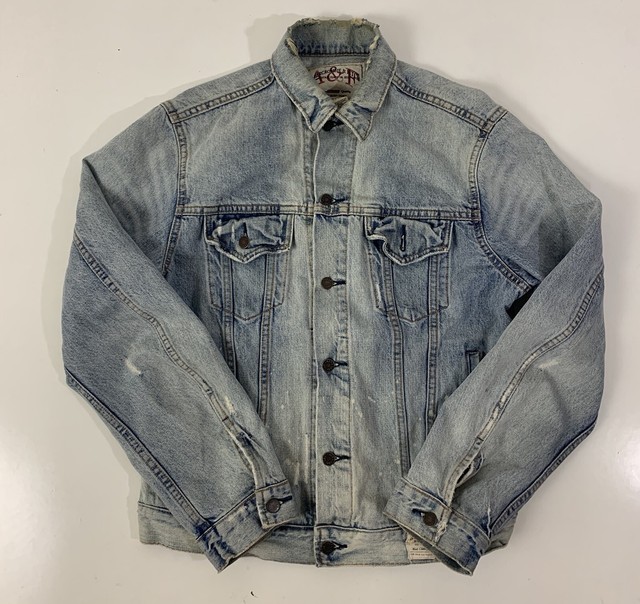 Vtg A&F Abercrombie and Fitch Denim Jacket L Mens DISTRESSED Jean