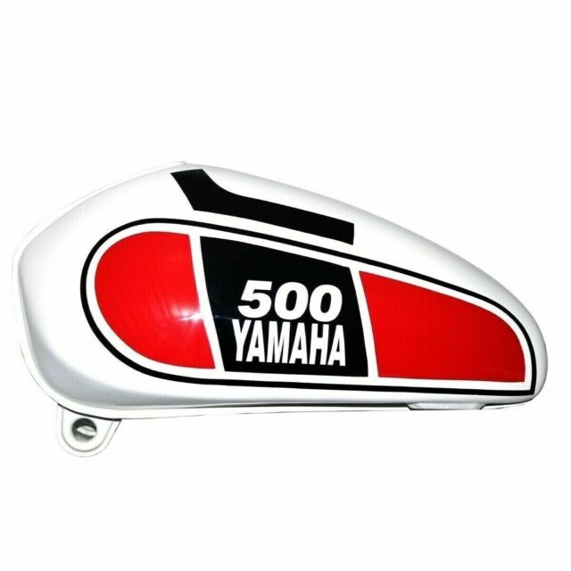 YAMAHA XT 500 TT 500 Weiß Rot lackierter Stahl Brenngas Benzintank 1977