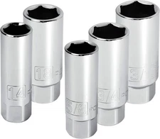 Powerbuilt 3/8-Inch Drive Spark Plug Socket Set, 6 Point, Plug, Grey 
