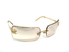Lunettes de soleil femme CHANEL Coco Mark 4104B strass métal doré et beige clair