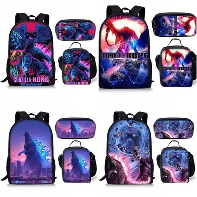 Godzilla Vs Kong School Backpack Rucksack Insulated Lunch Bag Pencil Case gifts