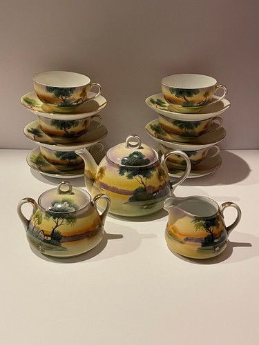 Vintage Nippon Tea Coffee Set Swan Lake Cottage