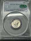 1941 P Mercury Silver Dime PCGS MS66 FB Full CAC Approved Full Bands Original
