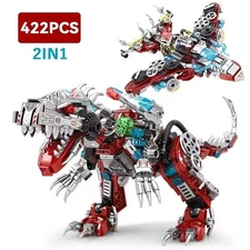 2 in 1 Mechanical Dinosaur Building Blocks Transforming Dino Model Toy