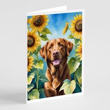 Caroline's Treasures Chesapeake Bay Retriever in Sunflowers Greeting Cards Pk 8