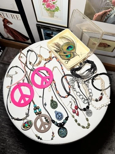 Lot of Vintage/Retro Boho Hippy Costume Jewelry Necklaces Bracelets Earrings Etc