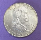 1949-D Franklin Half Dollar 50C, AU - About/Almost Uncirculated