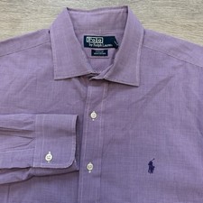 Polo Ralph Lauren Philip Dress Shirt Mens 16 34/35 Purple Lavender Check