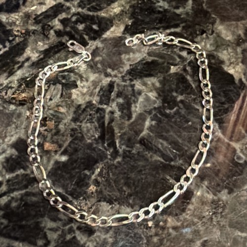 Figaro Link Vntg Ankle Bracelet 10” 925 Sterling Silver made in Italy Nice Gift