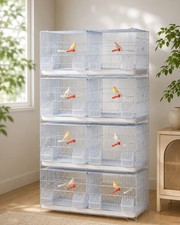 Salesbay 4X Stackable Bird Breeding Cages For Canary Finch White Aviary