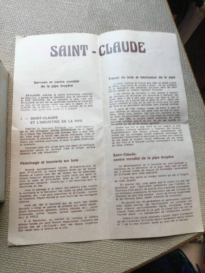 Souvenir touristique Saint Claude Pipe bois boite explicative étapes fabrication - Photo 3/4