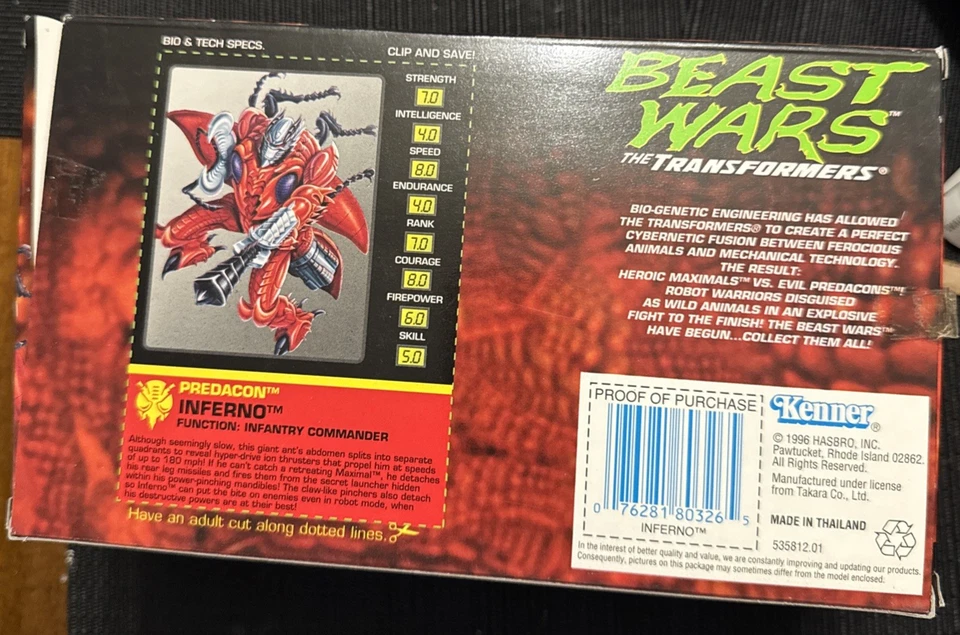 Beast Wars Transformers Evil Predacon Inferno 1996 NEW - Image 2 of 4