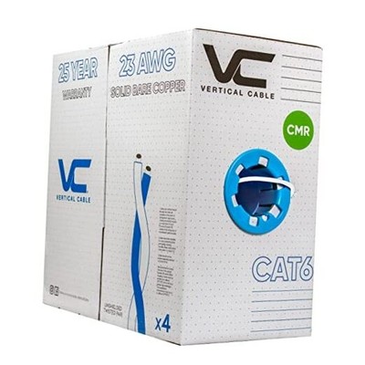 Vertical Cable Cat6, 550 MHz, UTP, 23AWG, Solid Bare Copper,1000ft, Bulk white