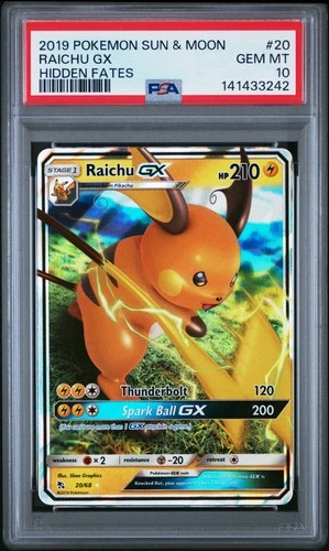 PSA 10 Raichu Gx Ultra Rare #20 2019 Pokemon Hidden Fates 141433242