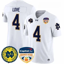 MEN Jeremiyah #4 Love Notre  All Stitched Jersey  Green/ White/Navy