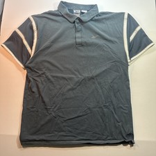Vintage 90s Reebok XL Light Grey Polo Stripe Mesh Sleeves