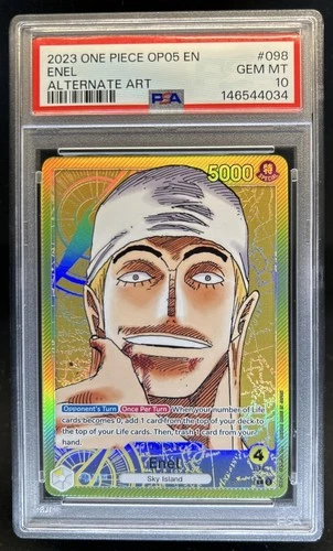 2023 One Piece OP05 EN Enel Alternate Art #098 PSA 10 GEM MINT Gem Mint