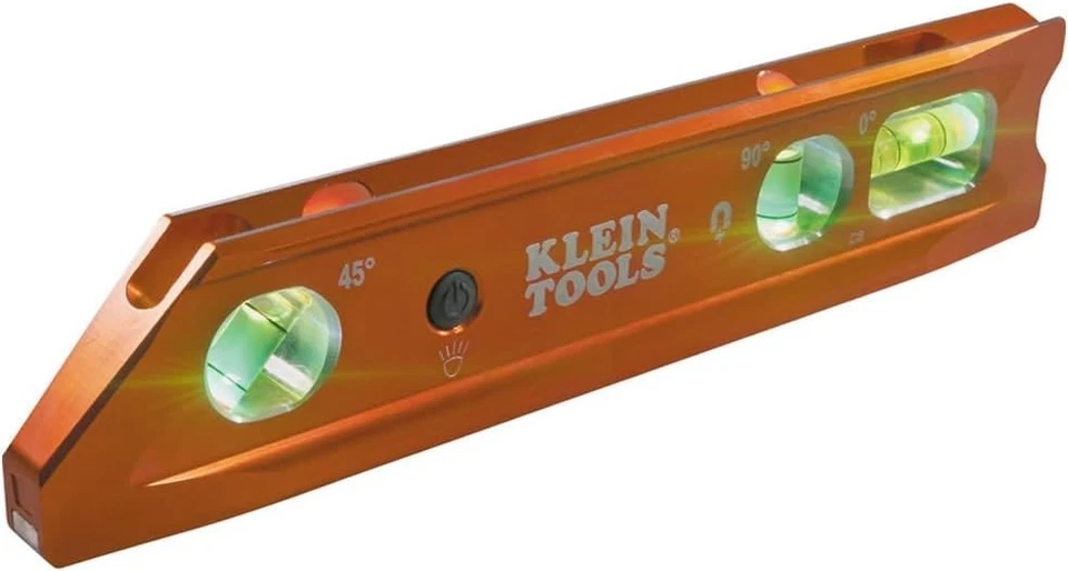 LED Lighted Torpedo Level 9" - Orange Aluminum - Image 3 of 4
