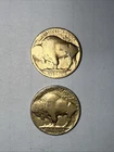 2 Gold Plated US Buffalo Nickels Free Shipping