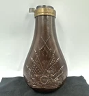 Vintage Copper Brass Gun Powder Flask w/ US Civil War Scene, Wonderful Detail