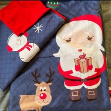 Christmas Duvet and Pillow Case Zipper Close Size Twin Blue