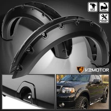 Fits 2004-2008 Ford F150 Smooth Pocket Rivet Style Fender Flares Wheel Protector