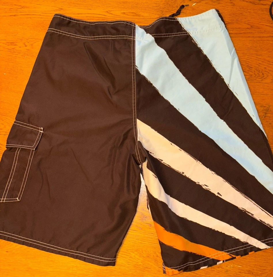 Pantalones Cortos de Natación OP Para Hombre Grandes 36-38 Marrón Naranja Bolsillos de Carga Baúles de Tabla Foto 2 de 3