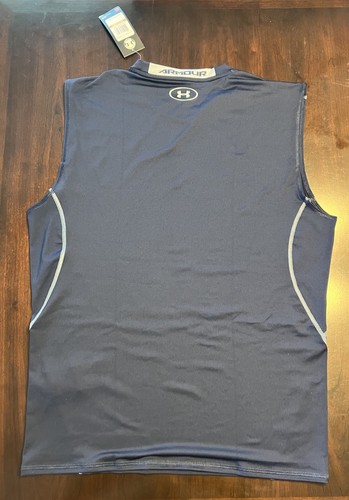 Under Armour Shirt Herren 2XL Blau Kompression Ärmellos Muskel Pullover Logo XXXL - Bild 5 von 9