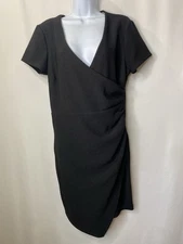 Bisou Bisou Women's Little Black Cocktail Dress V-Neck Sleeveless Size 14