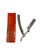 Vintage Morris Flamingo Admiration Straight Razor Hair Shaper Comb Case Japan