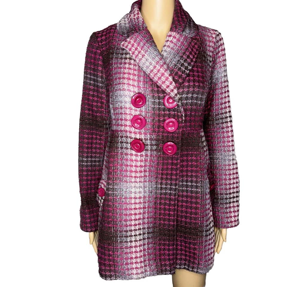 Chaqueta de lana vintage JOLT Tweed Peacoat doble pecho Y2K despistado juniors M Foto 2 de 4