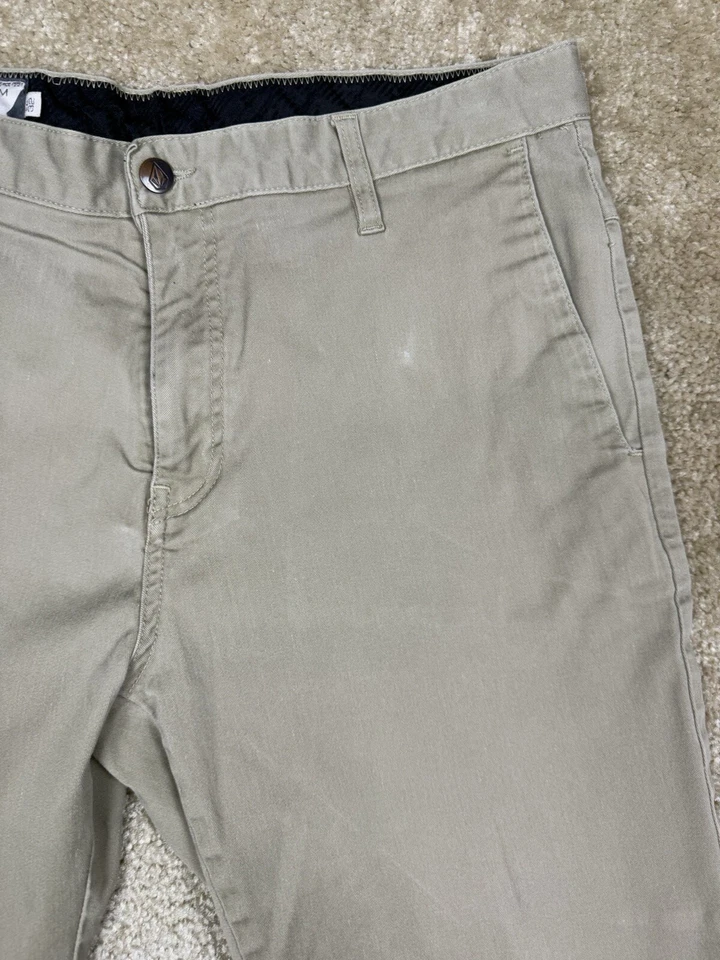 Volcom Slash Pockets Casual Size 32 Flat Front Chinos Shorts Beige Tan A975 - Image 3 of 4