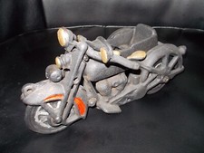 Vintage Cast Iron Harley- Davidson Motorcycle and Side Car Figurine