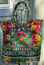 New Chiapas Indigenous Design Embroidered Shopper Market Tote Bag Oversized