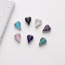 4pcs CZ Pave Heart Charm,Cubic Zirconia Love Heart Pendant,Heart Pave Charm