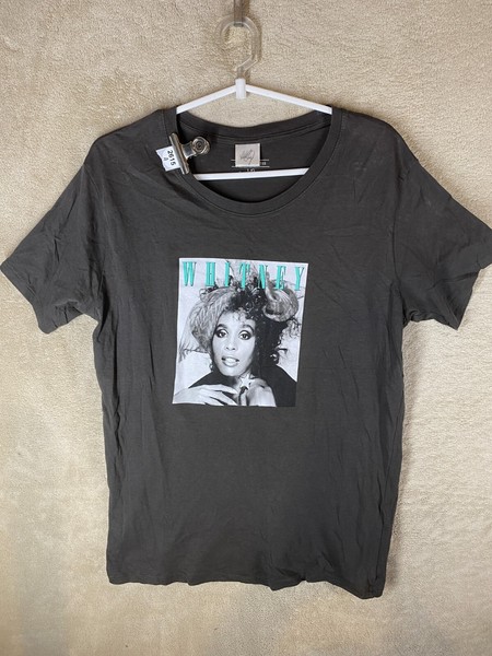 WHITNEY Casual T-Shirt Tee Top Size L Womens Grey Logo Short Sleeve