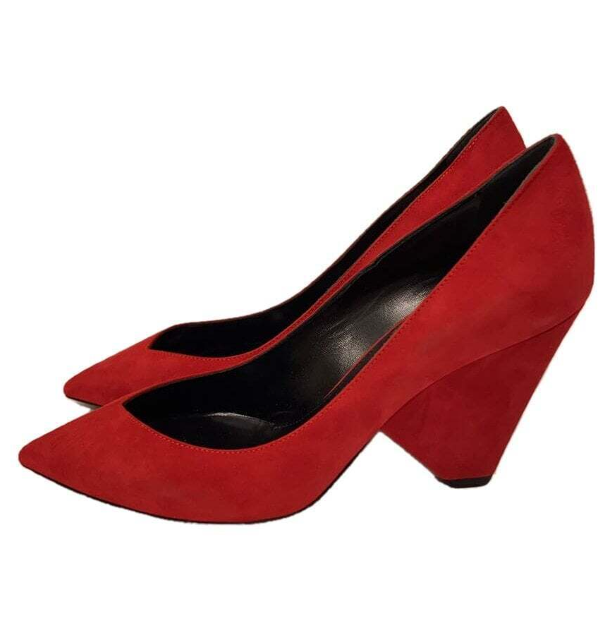 Décolleté da donna Saint Laurent suola a zeppa punta punta in rosso taglia 37