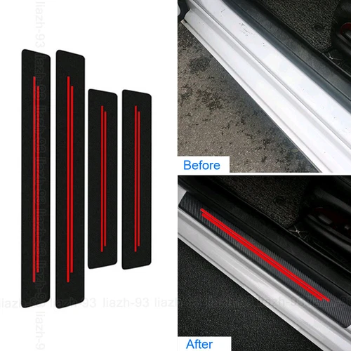 4PCS Car Door Plate Sill Scuff Cover Anti-Scratch Sticker Protector Strip Decal - Picture 4 of 11