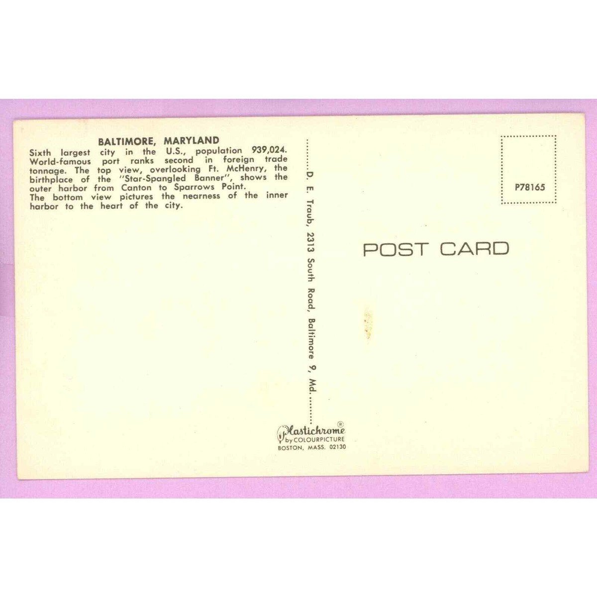 Maryland State Facts Postcards - Set Of 20 Identical MD Symbol Postcards Made In USA